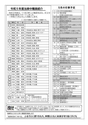 学校通信 令和5年度第1号